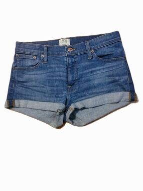 J. Crew Mid-Rise Cuffed Denim Short Shorts.  Blue Jeans Tomato Girl
